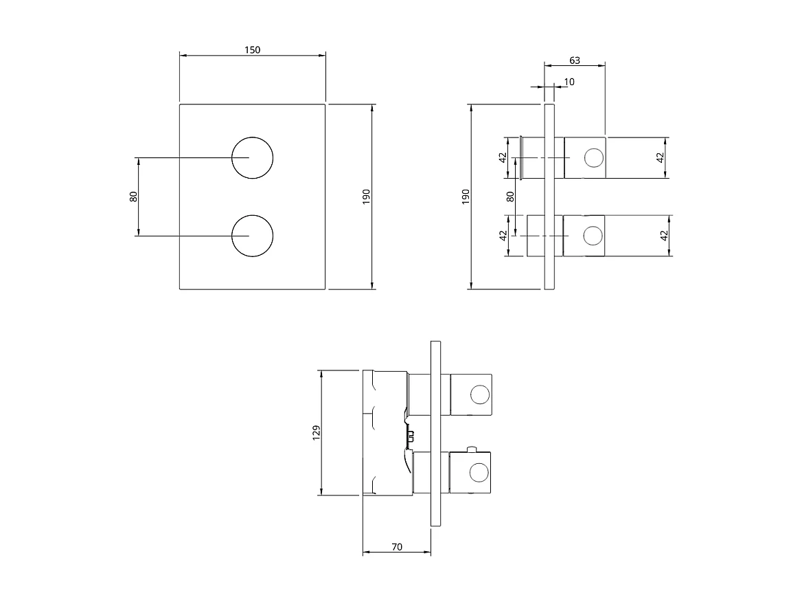 Façade thermostatique 2 voies VILLEROY ET BOCH Universal rectangle Brushed Nickel Matt + corps encastré
