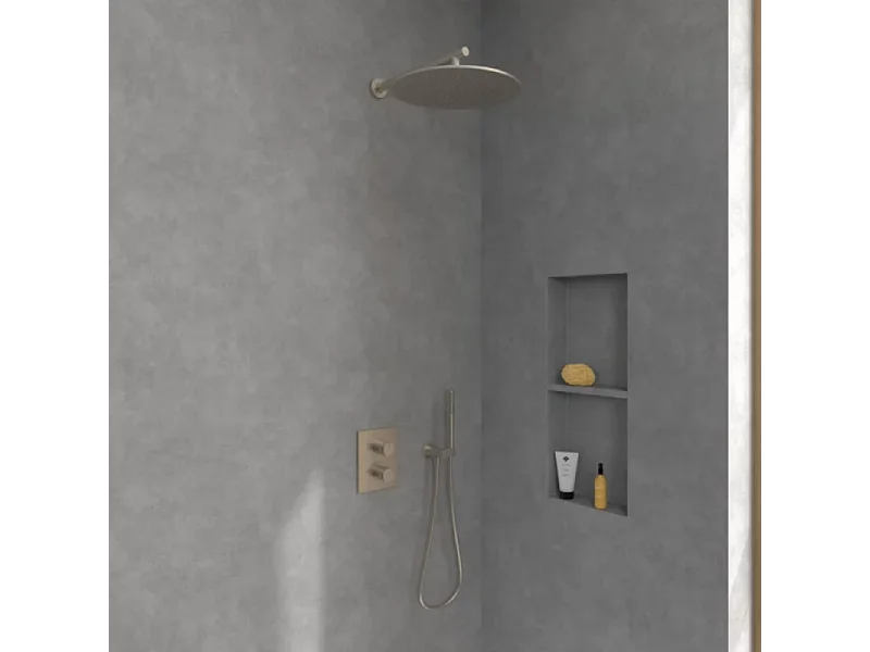 Façade thermostatique 2 voies VILLEROY ET BOCH Universal rectangle Brushed Nickel Matt + corps encastré