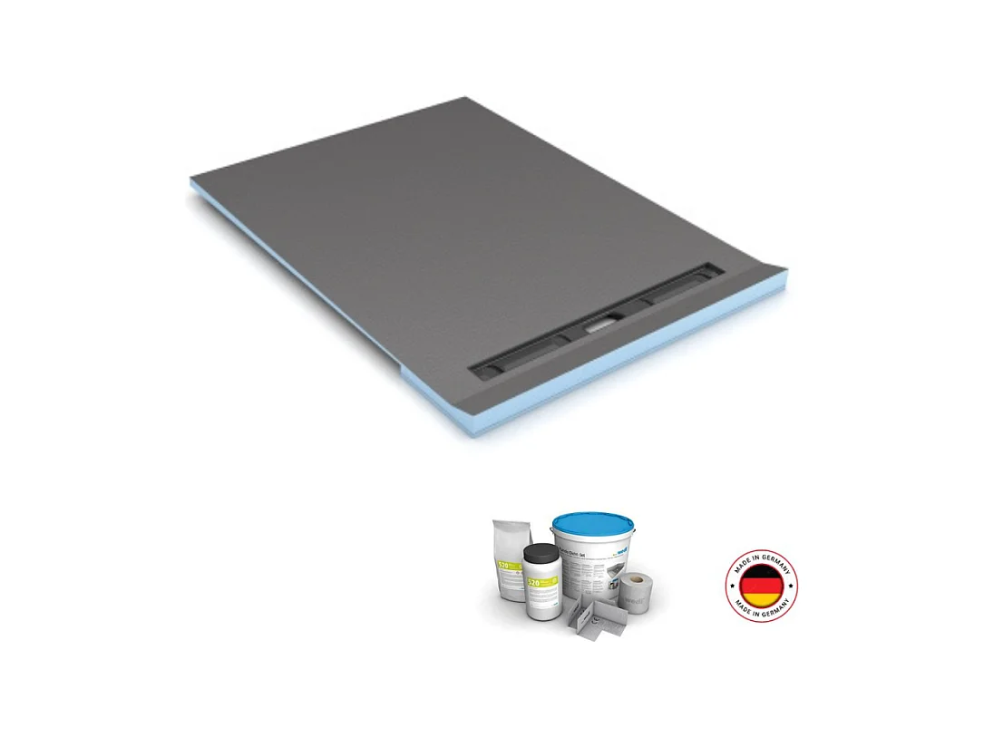 Receveur à carreler 120 x 120 cm Wedi RioLigno, pour plancher en bois + kit d'étanchéité