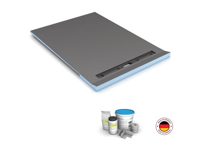 Receveur à carreler 120 x 120 cm Wedi RioLigno, pour plancher en bois + kit d'étanchéité