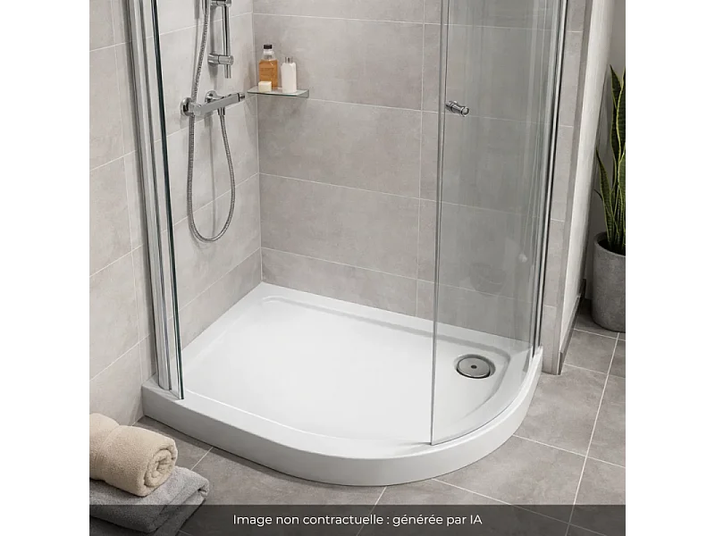 Receveur de douche antidérapant 100 x 80 JACOB DELAFON Flight quart de rond angle à gauche