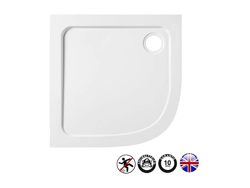 Receveur de douche antidérapant 100 x 80 JACOB DELAFON Flight quart de rond angle à gauche