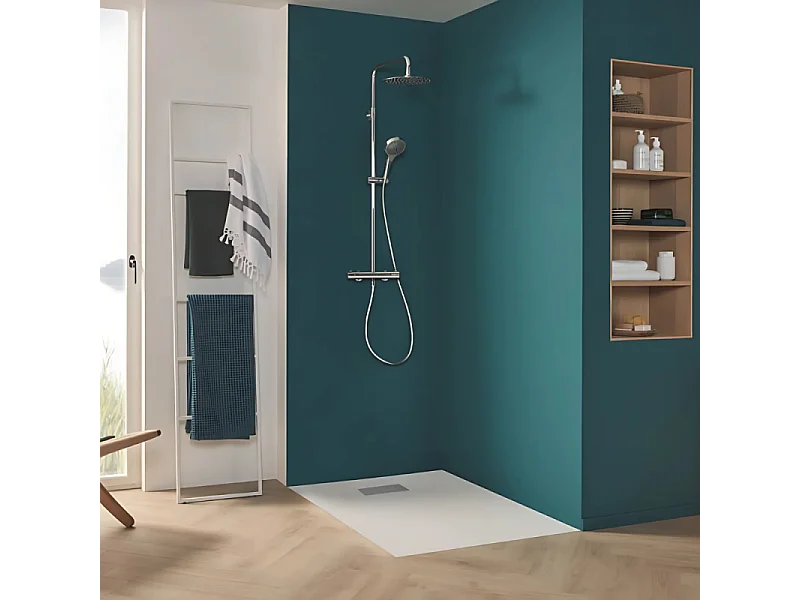 Receveur de douche zéro ressaut 100 x 80 VILLEROY ET BOCH Le Valence céramique avec cache bonde