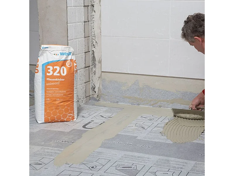 Receveur de douche à carreler 120 x 120 WEDI Fundo Primo carré écoulement excentré + colle 320