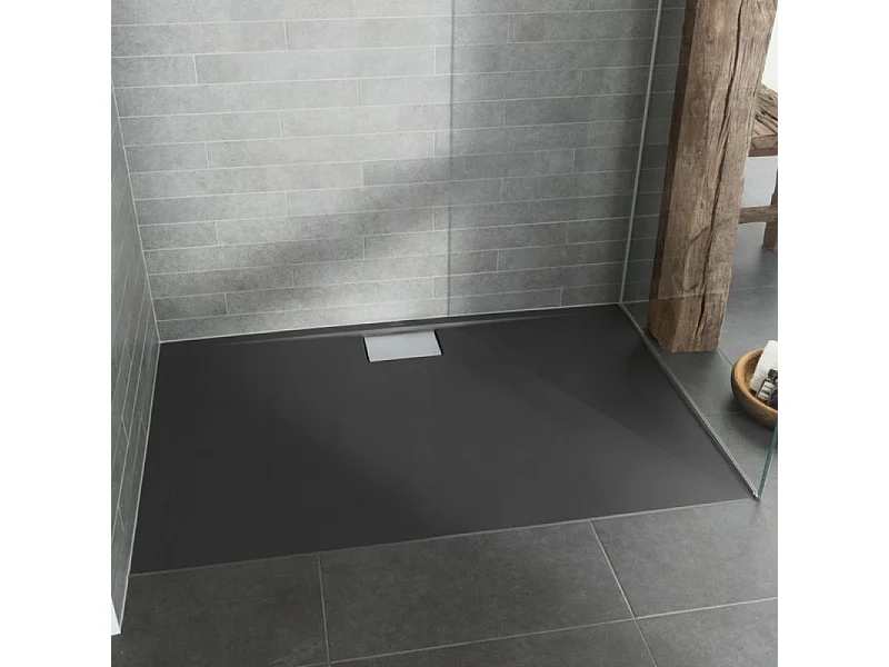 Receveur antidérapant 120 x 90 x 4,8 VILLEROY ET BOCH Architectura Metalrim acrylique rectangle gris
