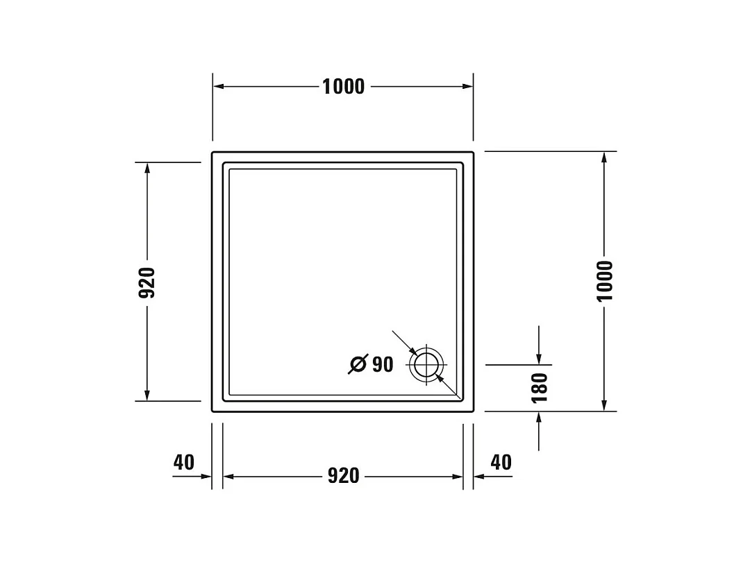 Receveur de douche 100 x 100 DURAVIT Starck Slimline