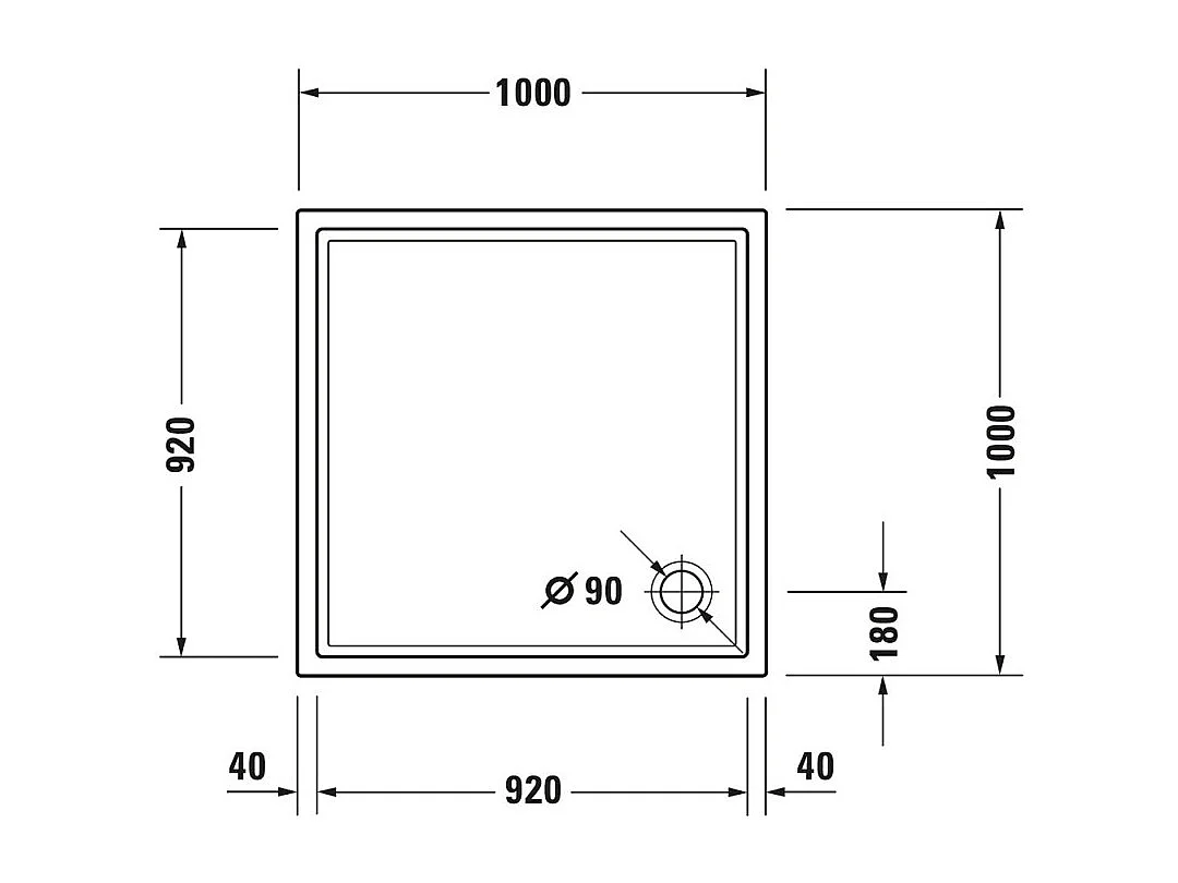 Receveur de douche 100 x 100 DURAVIT Starck Slimline
