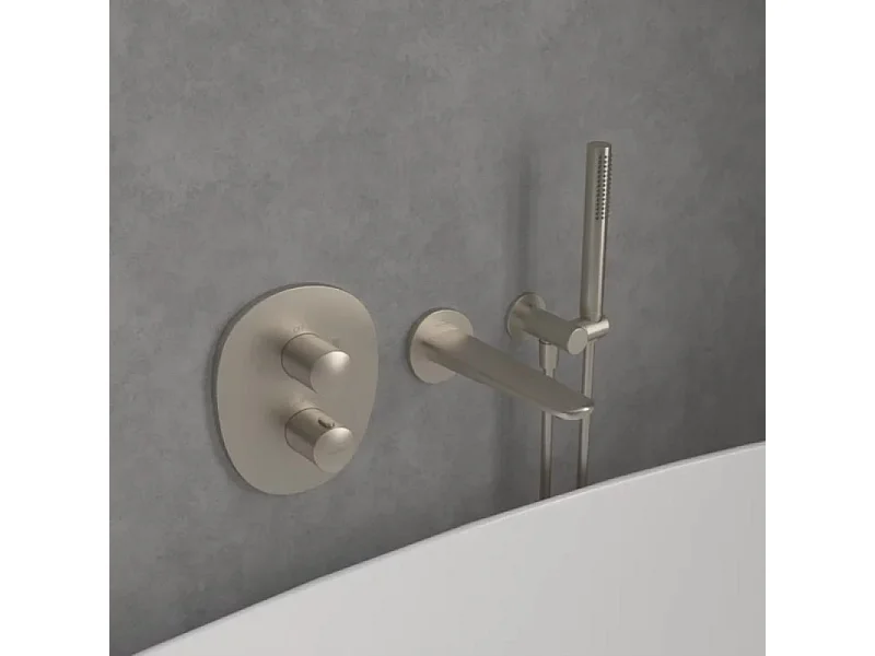 Façade thermostatique 2 voies VILLEROY ET BOCH Antao Brushed Nickel Matt + corps encastré