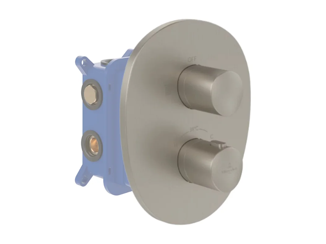 Façade thermostatique 2 voies VILLEROY ET BOCH Antao Brushed Nickel Matt + corps encastré