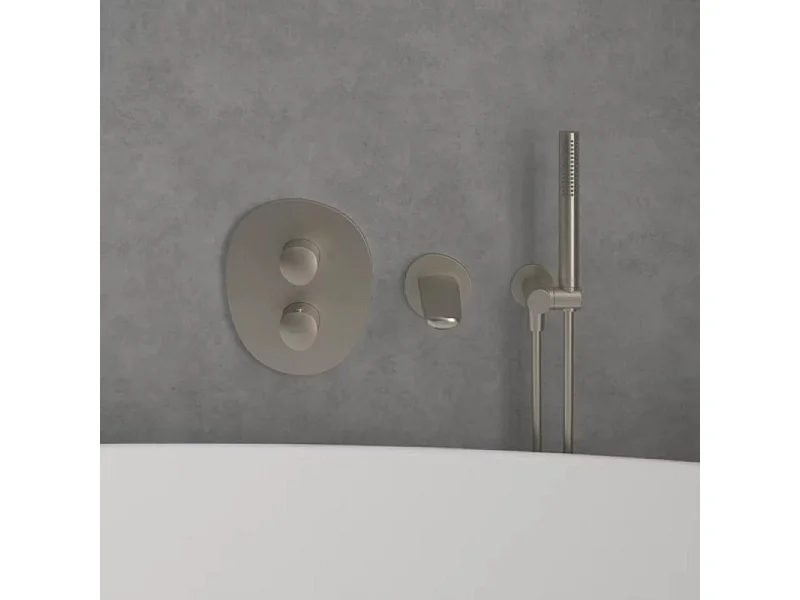 Façade thermostatique 2 voies VILLEROY ET BOCH Antao Brushed Nickel Matt + corps encastré