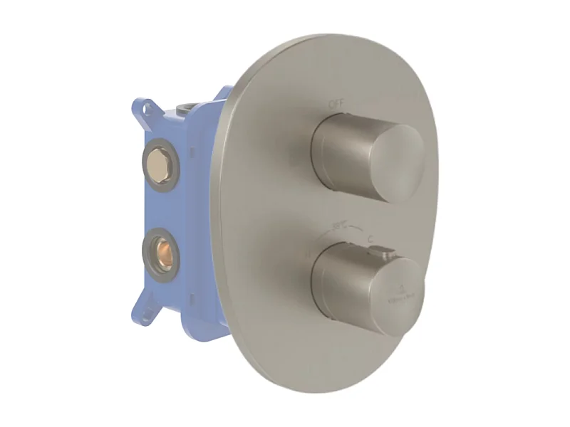 Façade thermostatique 2 voies VILLEROY ET BOCH Antao Brushed Nickel Matt + corps encastré