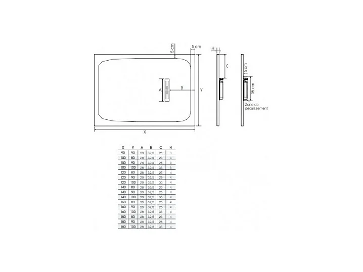 KINEDO Receveur 160 x 90 Kinerock evo biolex rectangle blanc
