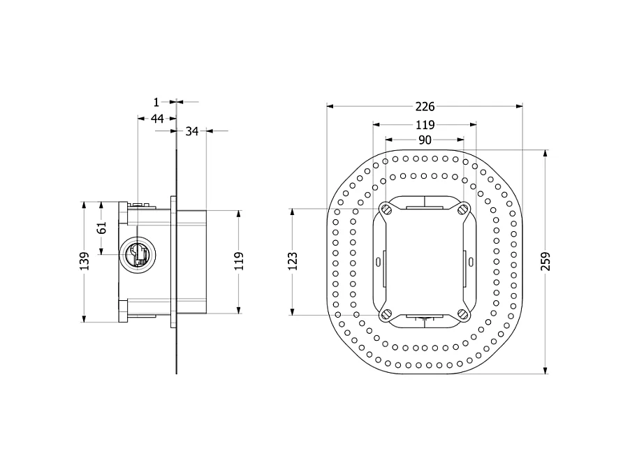 Façade mécanique VILLEROY ET BOCH Dawn Brushed Nickel Matt + corps encastré