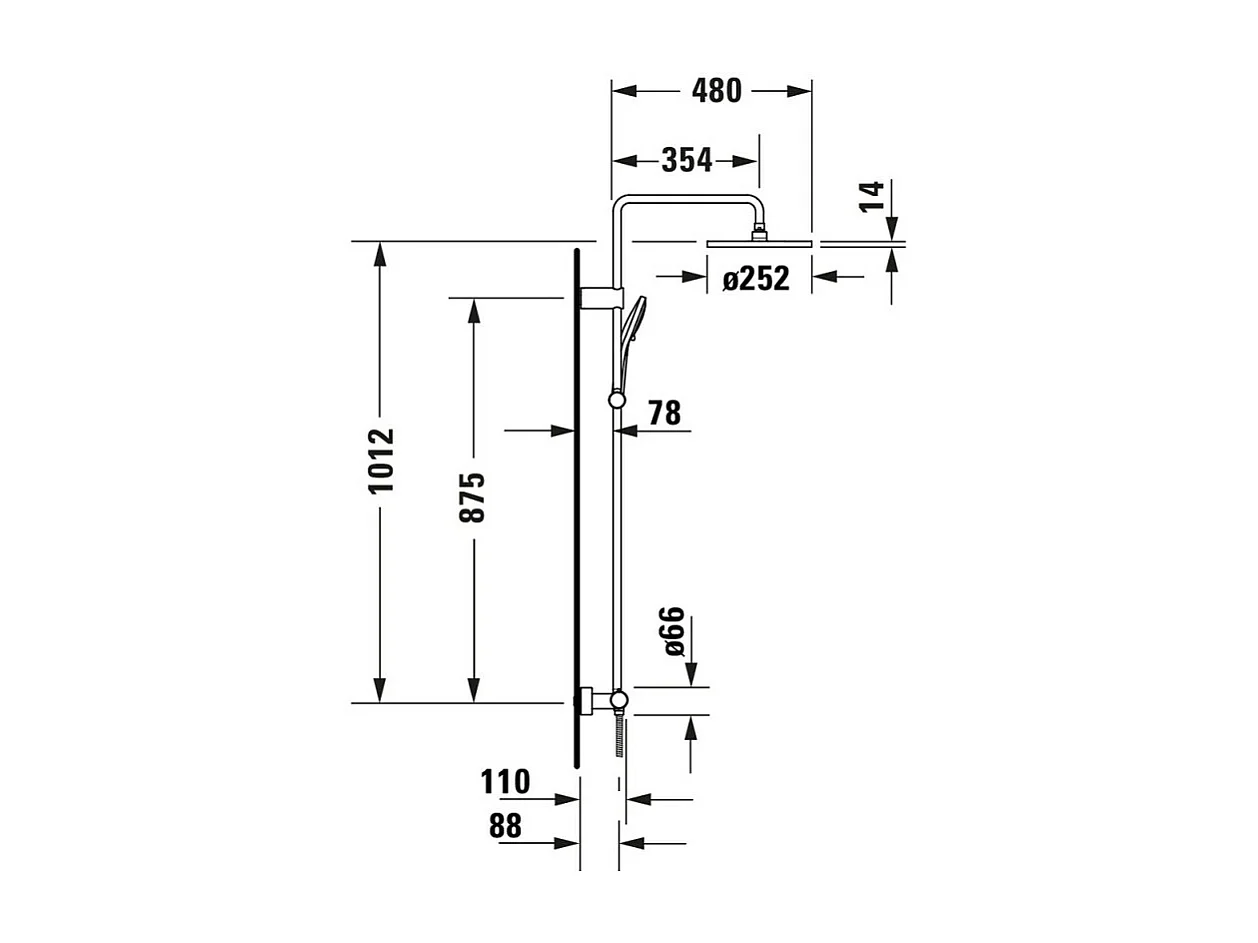 Colonne de douche thermostatique DURAVIT MinusFlow inox brossé
