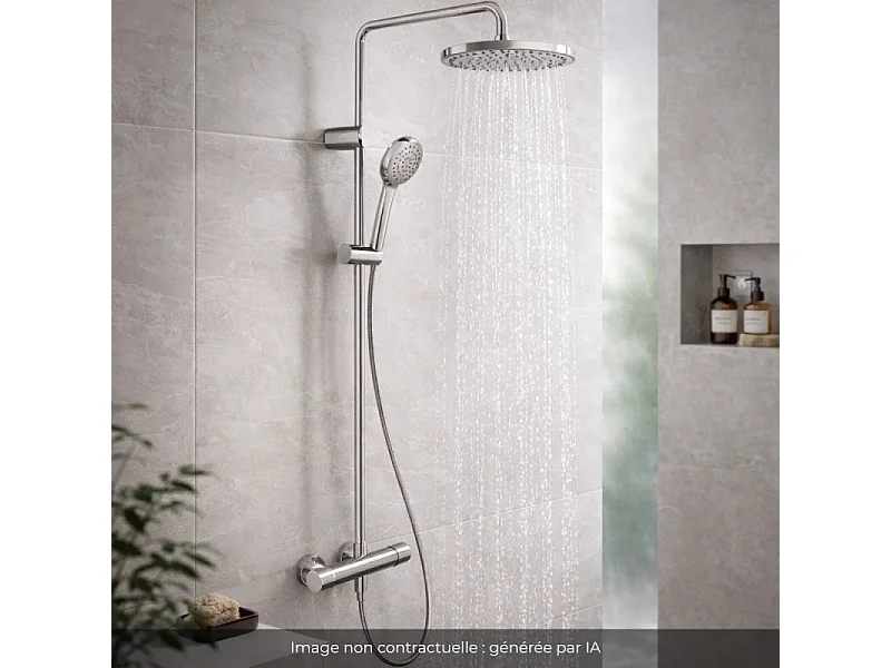 Colonne de douche thermostatique DURAVIT MinusFlow inox brossé