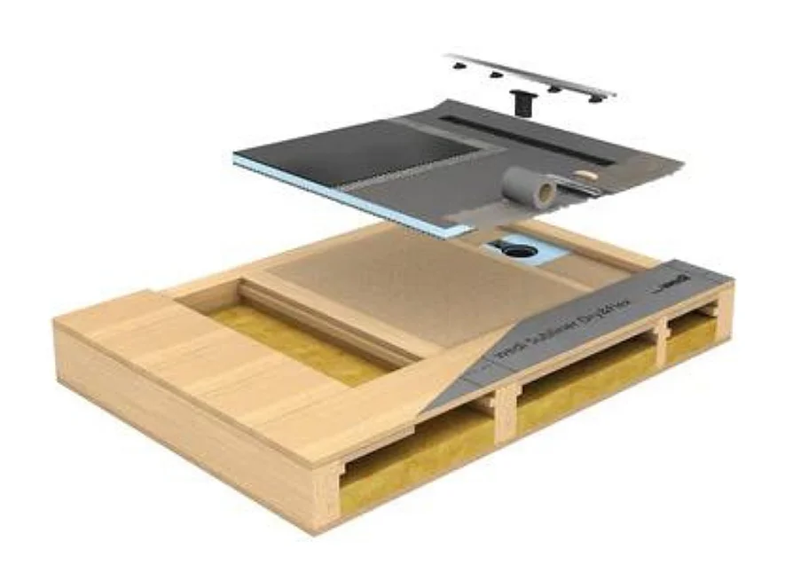 Receveur à carreler 90 x 90 cm Wedi RioLigno, pour plancher en bois + kit d'étanchéité