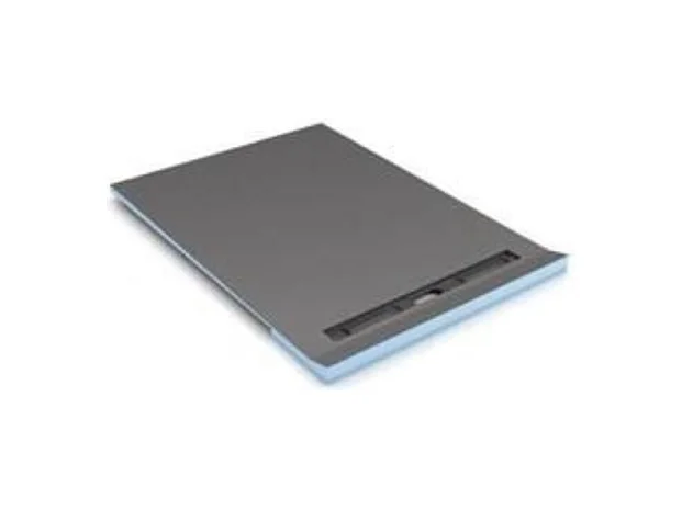 Receveur à carreler 120 x 120 cm avec écoulement linéaire pour plancher bois Wedi Rioligno