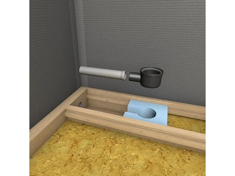 Receveur à carreler 90 x 90 cm avec écoulement linéaire pour plancher bois Wedi Rioligno