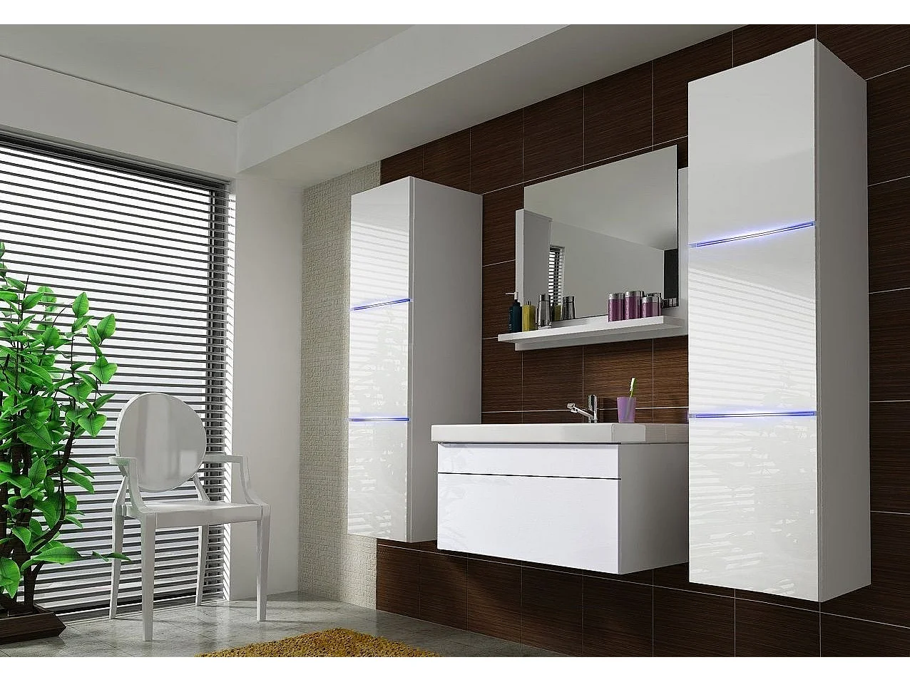 Ensemble meuble de salle de bain et vasque LUNA II 80 CM blanc