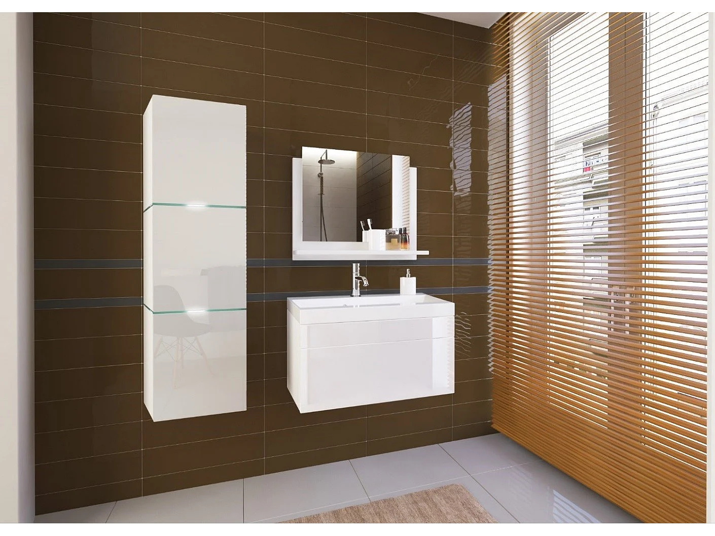 Ensemble meuble de salle de bain et vasque IBIZA BIG I 80 CM blanc