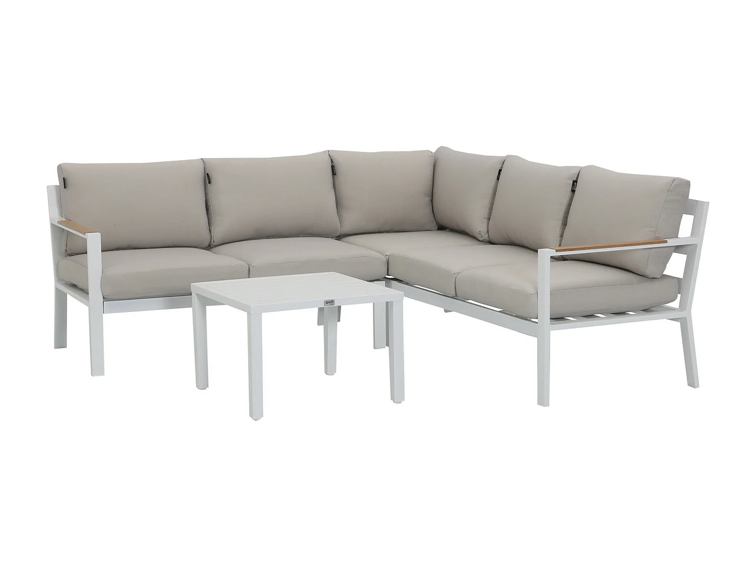 Salon de jardin d'angle design en aluminium 5 places - blanc beige - PASSY