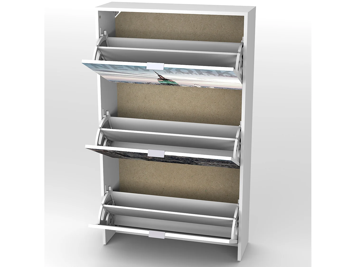 Zapatero 3 trampones blanco/manhattan.