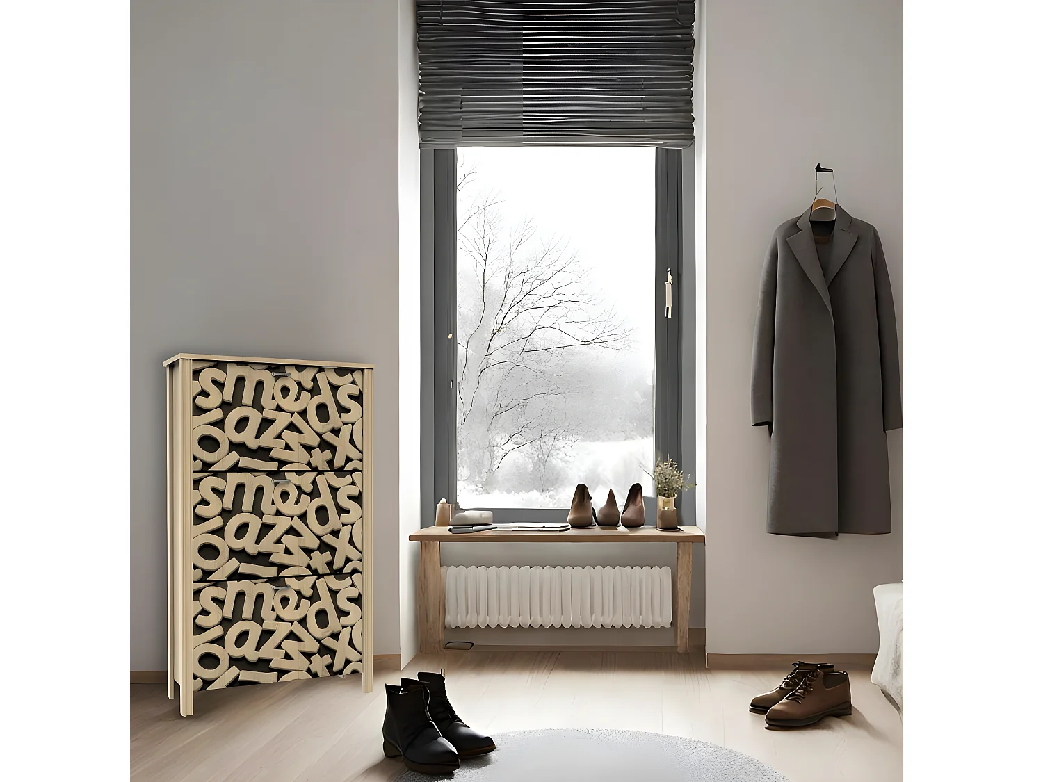 Zapatero wita 3 trampones aserrado letras