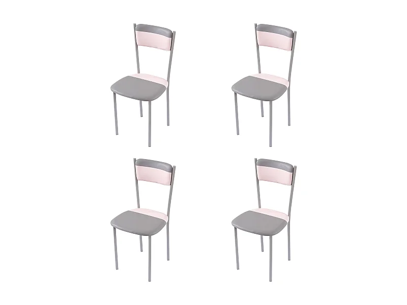 Pack 4 sillas sarin 2 rosa pastel / gris