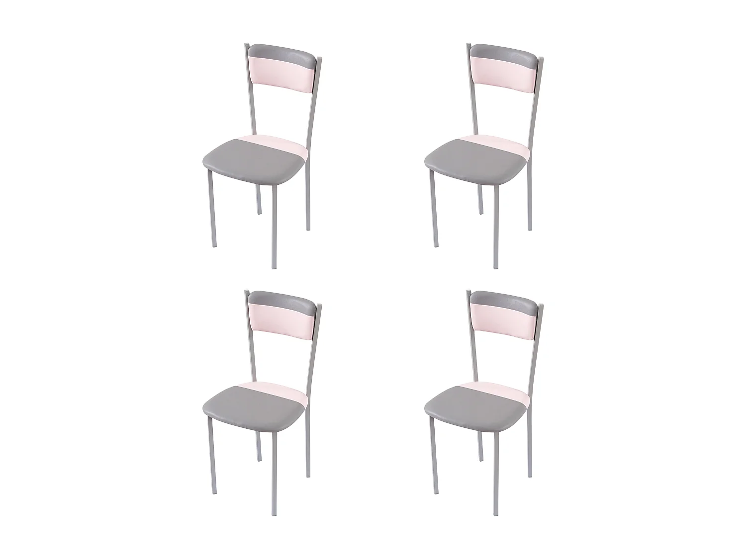 Pack 4 sillas sarin 2 rosa pastel / gris