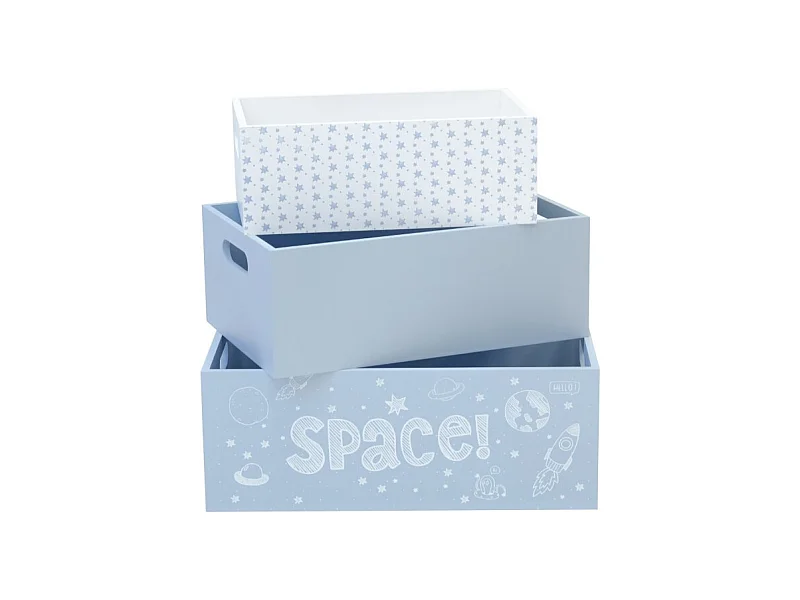 Schachteln 3er Set blau 15x40x28/13x35x23/11x30x18cm