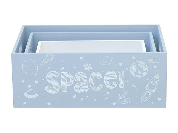Space set van 3 blauwe mdf dozen 15x40x28/13x35x23/11x30x18cm