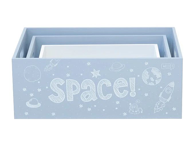 Space set van 3 blauwe mdf dozen 15x40x28/13x35x23/11x30x18cm