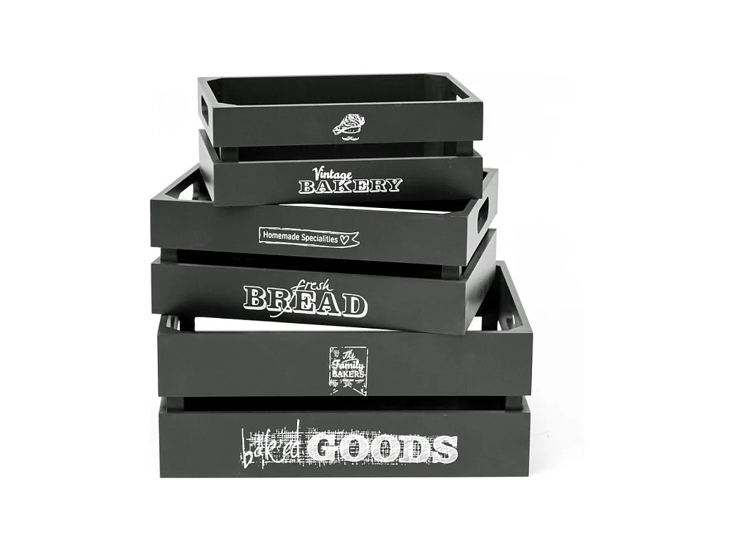 Boîtes lot de 3 en bois  gris 17x28x15/32x23x12/27x18x10cm
