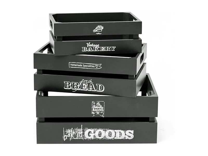 Boîtes lot de 3 en bois  gris 17x28x15/32x23x12/27x18x10cm