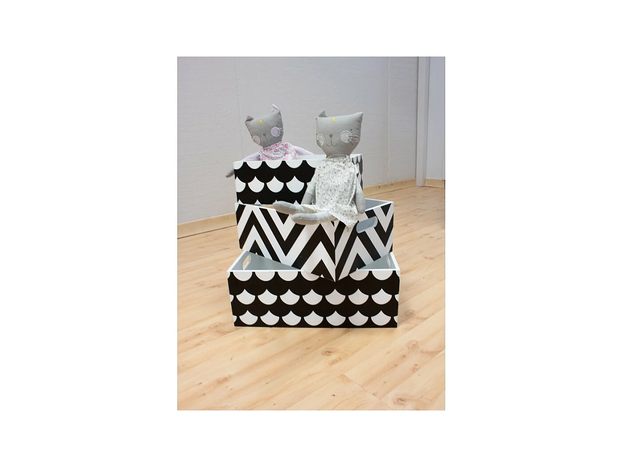 Bilder 4 er Set schwarz/weiß 15x40x28/13x35x23/11x30x18cm