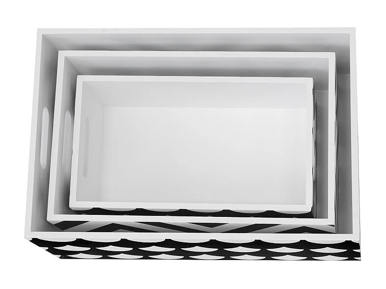 Set di 3 Scatole MDF bianchi e neri 15x40x28/13x35x23/11x30x18cm