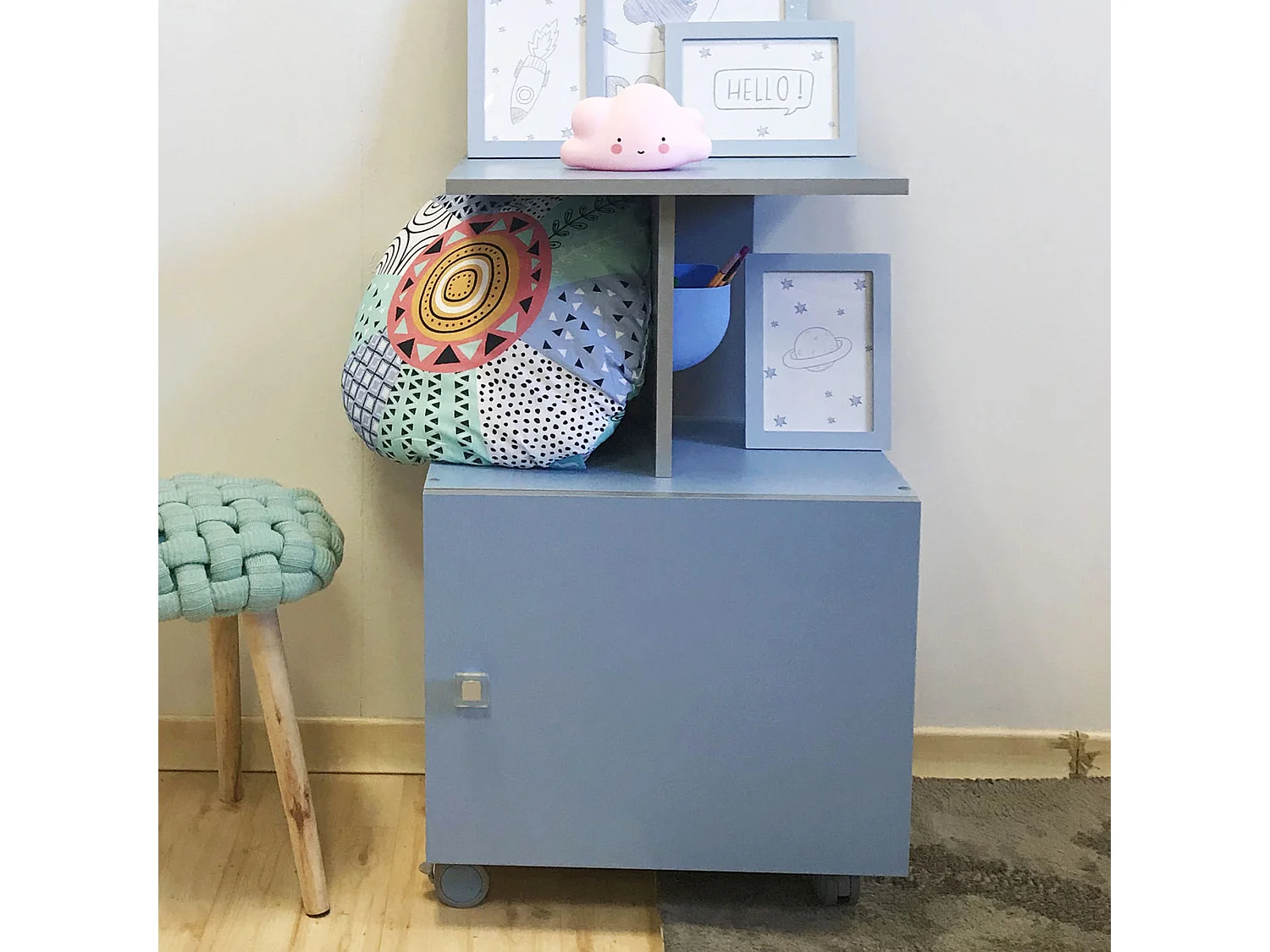 Estanteria auxiliar movil azul