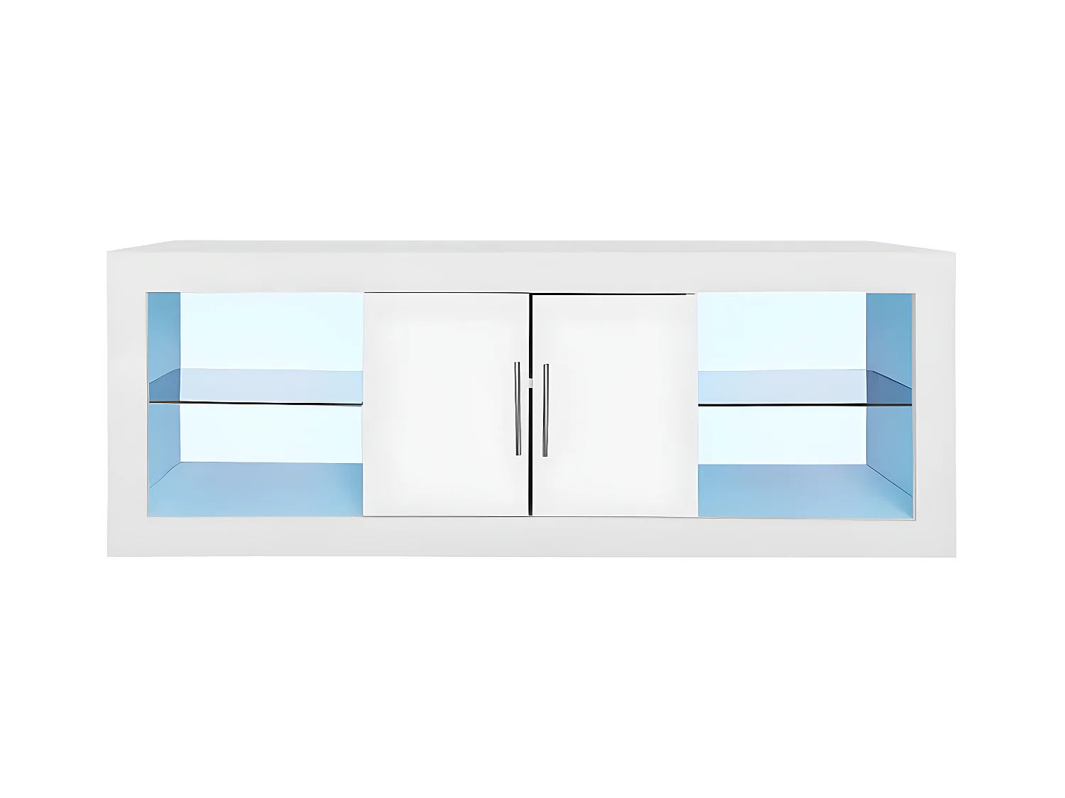 Moderne witte tv-meubel voor een 60-inch televisie - met meerkleurige LED-verlichting