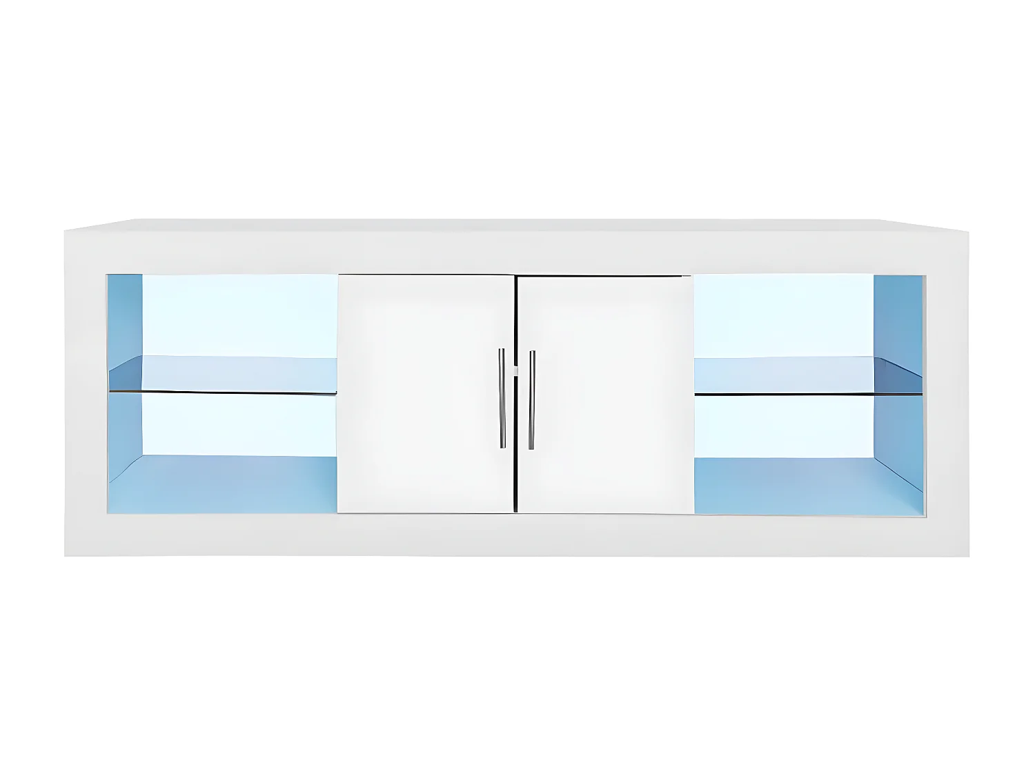 Moderne witte tv-meubel voor een 60-inch televisie - met meerkleurige LED-verlichting