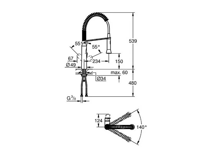 Miscelatore Cucina GROHE K7 Bocca Alta Cromata con Doccetta Estraibile