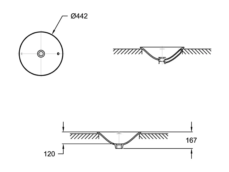 Vasque à encastrer par-dessus JACOB DELAFON Carillon ronde