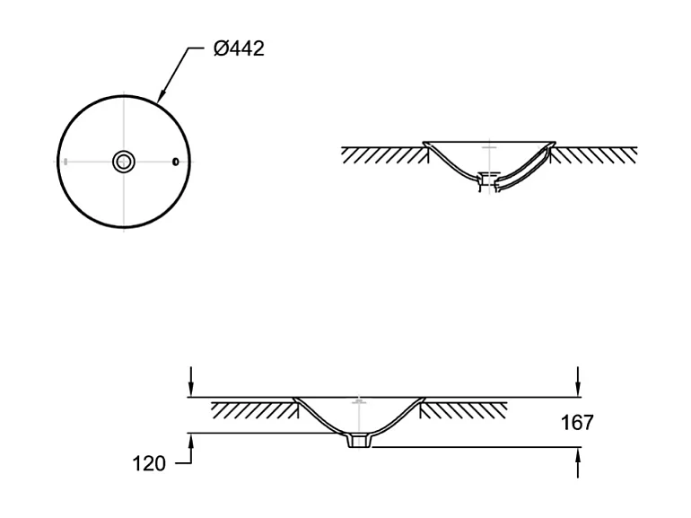 Vasque à encastrer par-dessus JACOB DELAFON Carillon ronde
