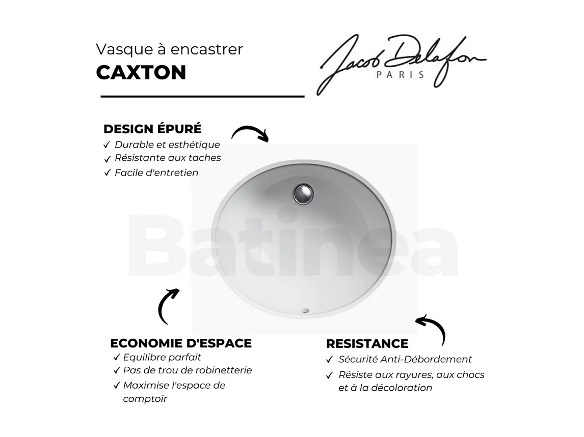 Vasque à encastrer par le dessous 55 cm JACOB DELAFON Caxton