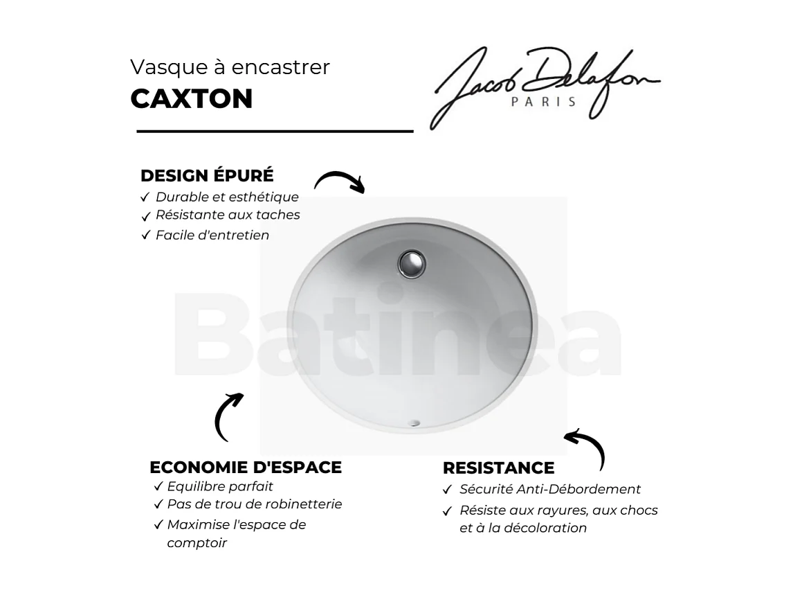 Vasque à encastrer par le dessous 55 cm JACOB DELAFON Caxton