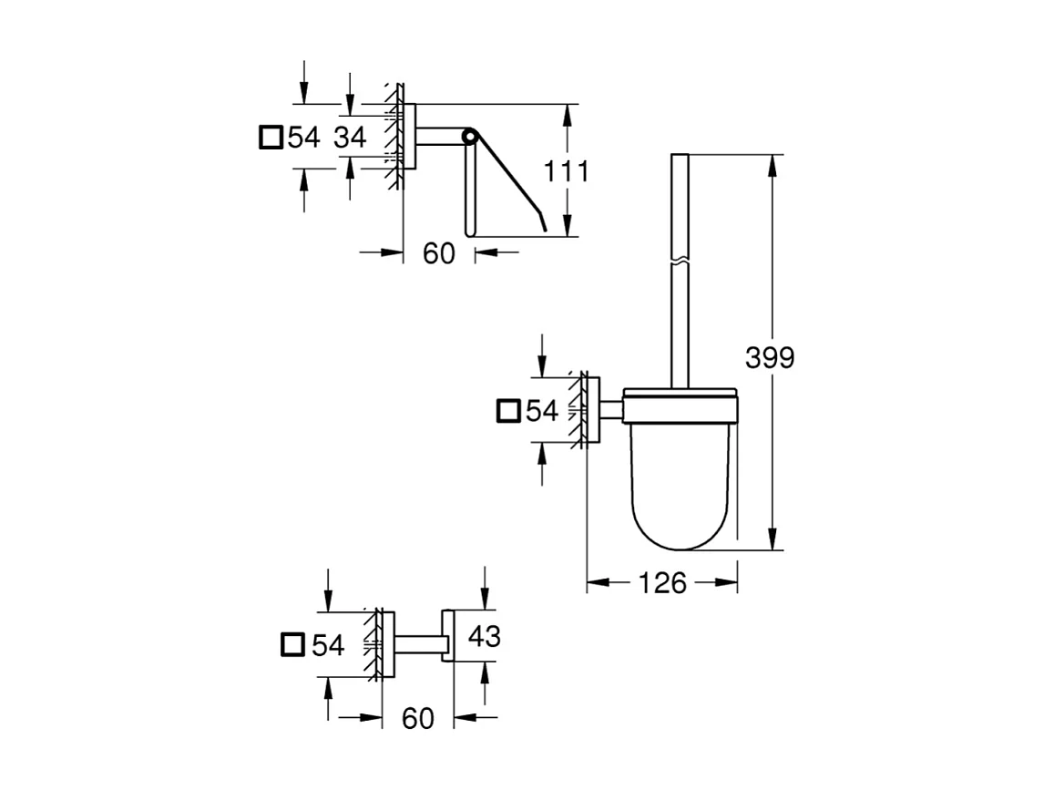GROHE Start Cube Juego de accesorios para inodoro 3 en 1, cromado