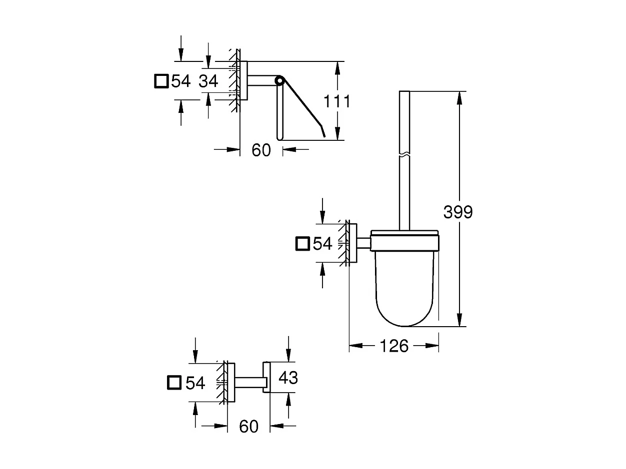GROHE Start Cube Juego de accesorios para inodoro 3 en 1, cromado