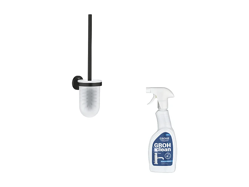 Porte balai WC GROHE Start noir mat + nettoyant GrohClean