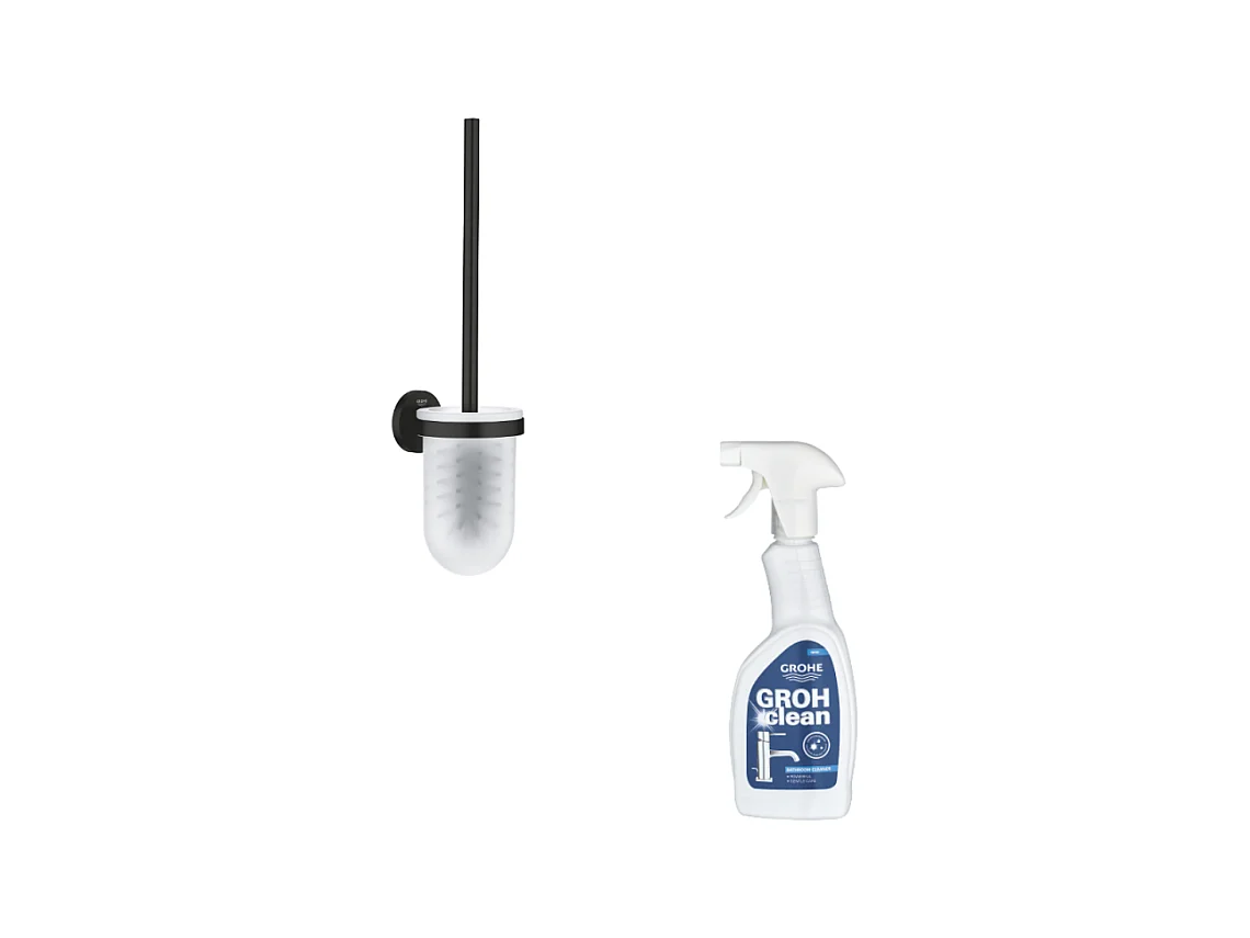 Porte balai WC GROHE Start noir mat + nettoyant GrohClean