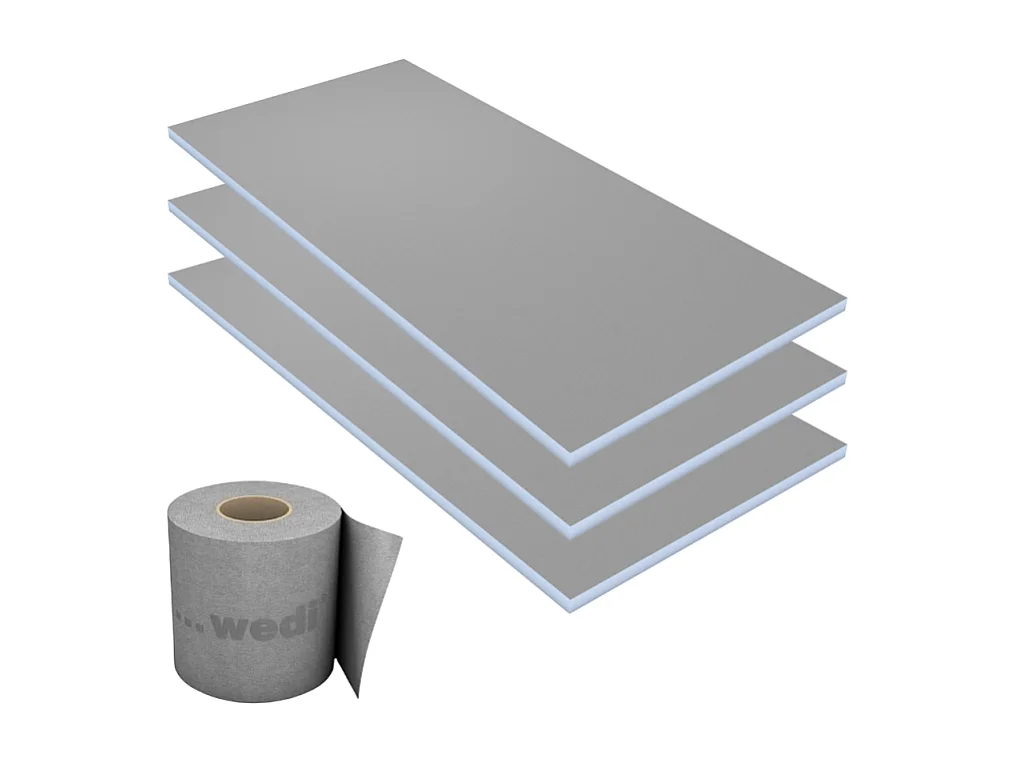 Lot de 3 panneaux de construction WEDI 250 x 60 x 10 cm + Bande d'étanchéité