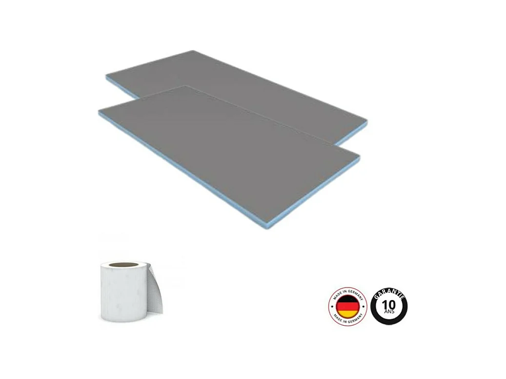 Lot de 2 panneaux de construction WEDI + bande d'armature Epaisseur 0,4 cm